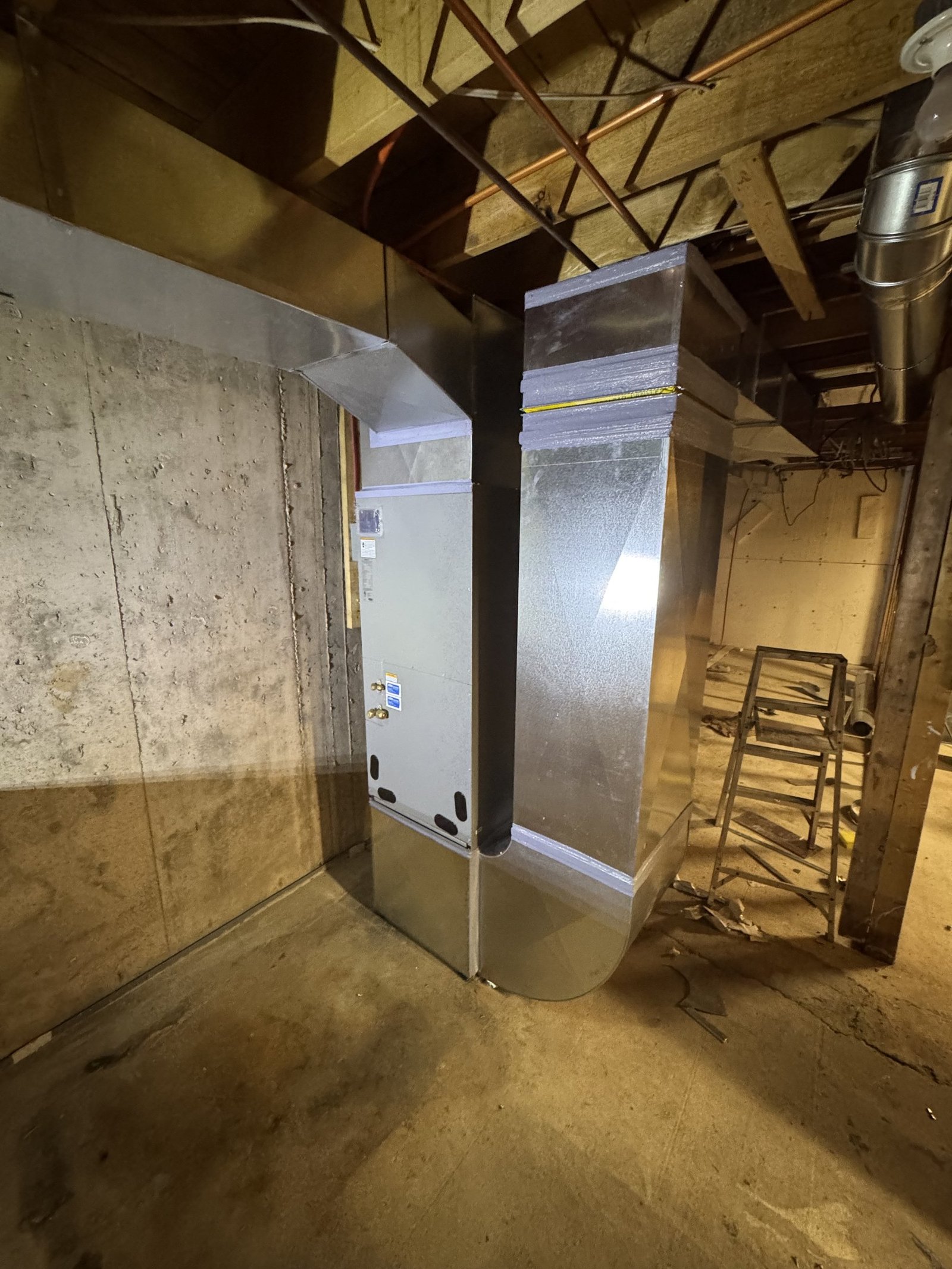 Custom fabricated sheet metal ductwork and air handler installation